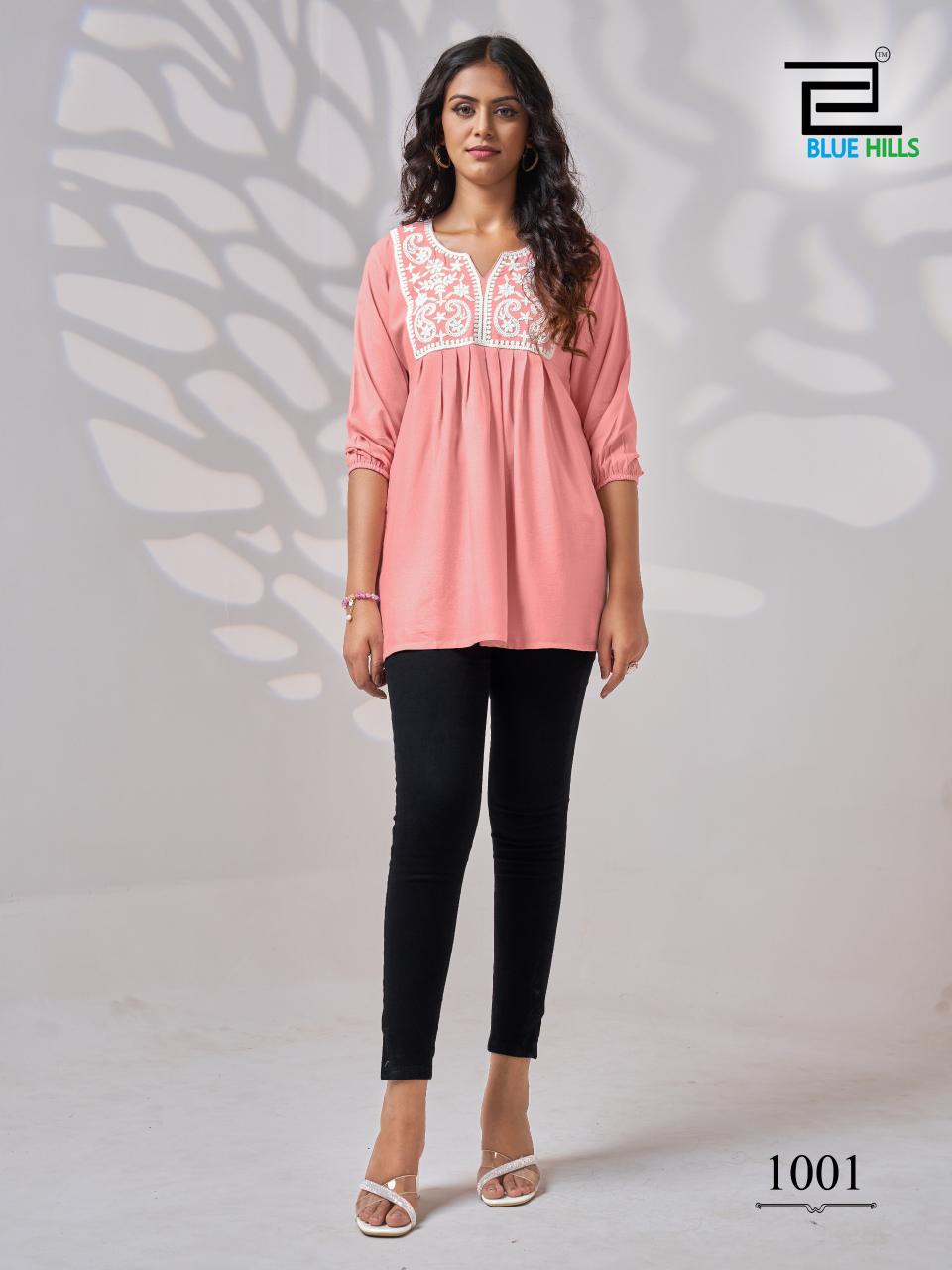 Universe By Blue Hills Rayon Embroidered Ladies Top Wholesale Price In Surat
